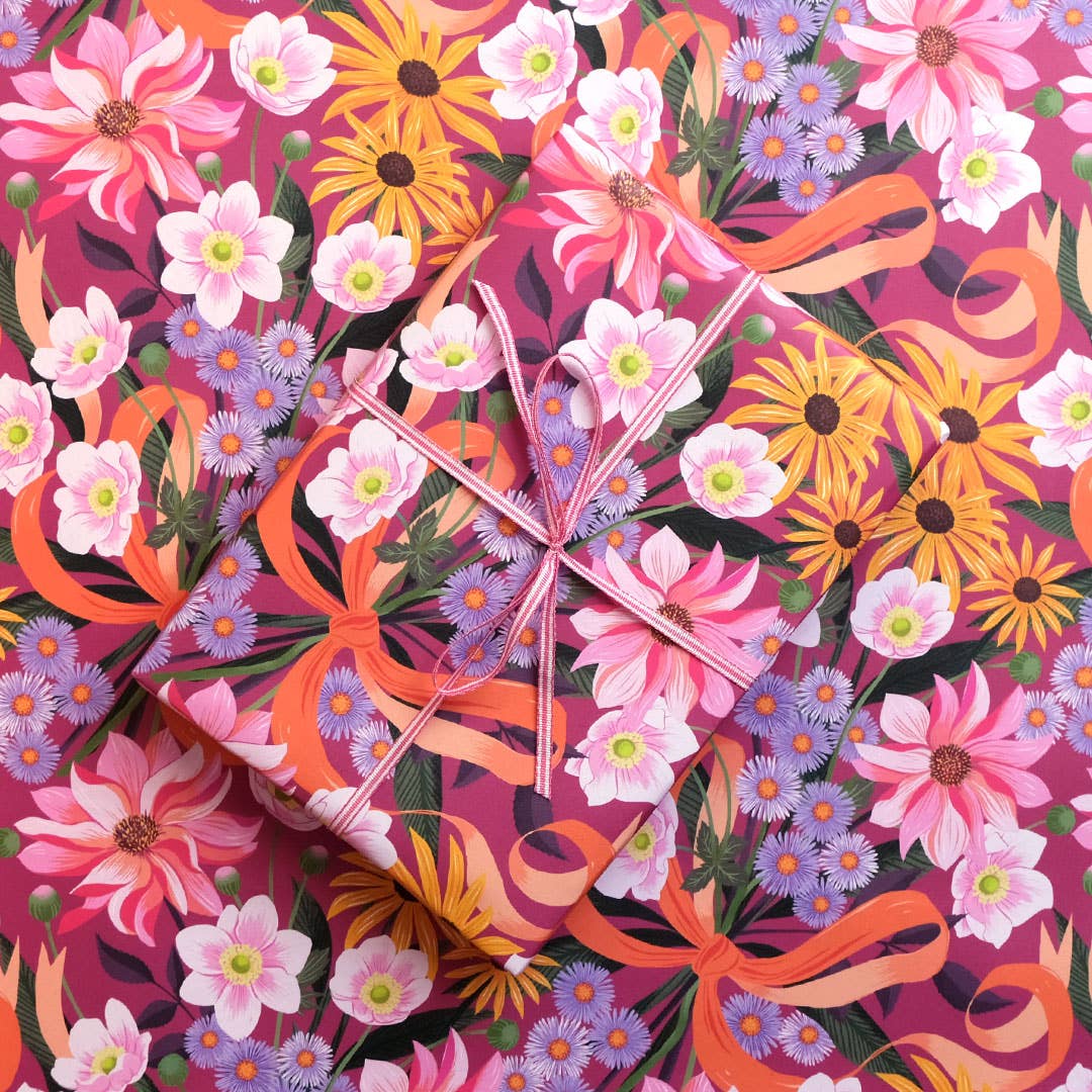 Printer Johnson Ltd - Wholesale Flat Wrap - Autumn Bouquet | Gift wrap, wrapping paper | Floral0