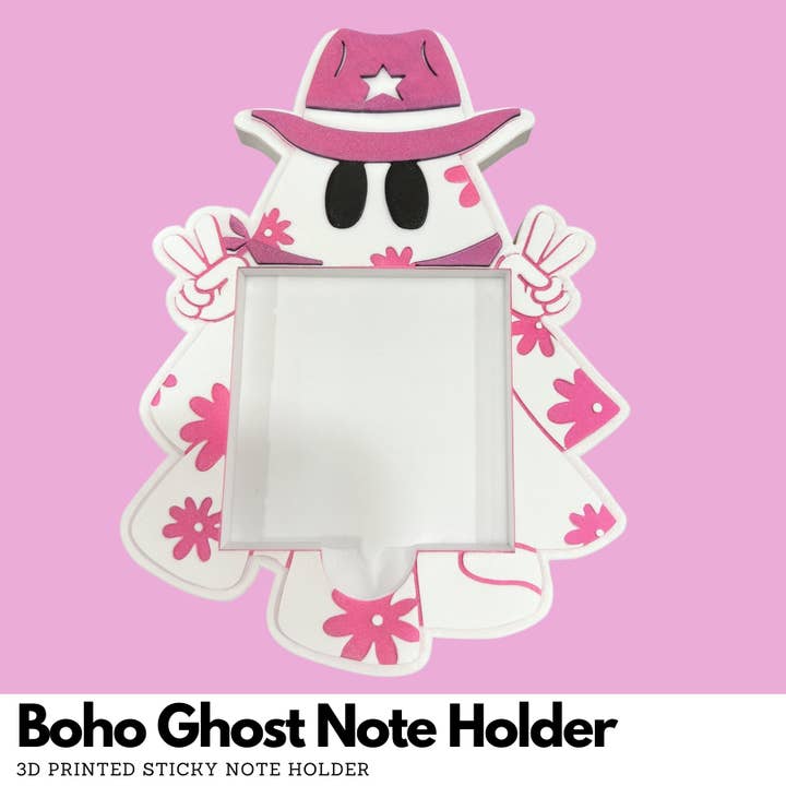 Boho Ghost Sticky Note Holder – 3D Printed Desk Organizer for wholesale by OMG Cups!