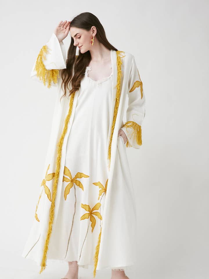 Horizon langer weißer Kimono für den Großhandel von Be Sunset