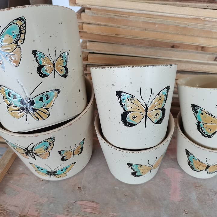 Blue Sky Clayworks - Wholesale Plant pot - BUTTERFLY 5" PLANTER,4''/5"/6.5" NESTED with 79108,791063