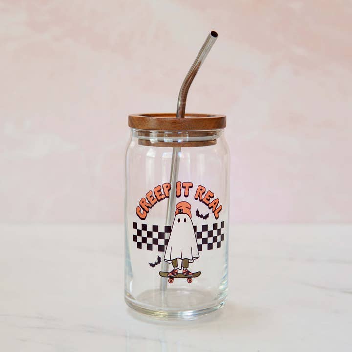 Halloween Creep It Real Ghost Can Glass for wholesale by Forest Cove Home