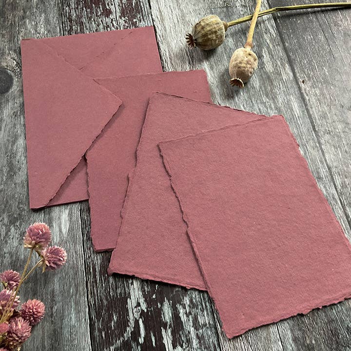 The Natural Paper Company - Wholesale Painting Paper - Dusky Rose Handmade Paper | Pack of 5 | Recycled Cotton Rag