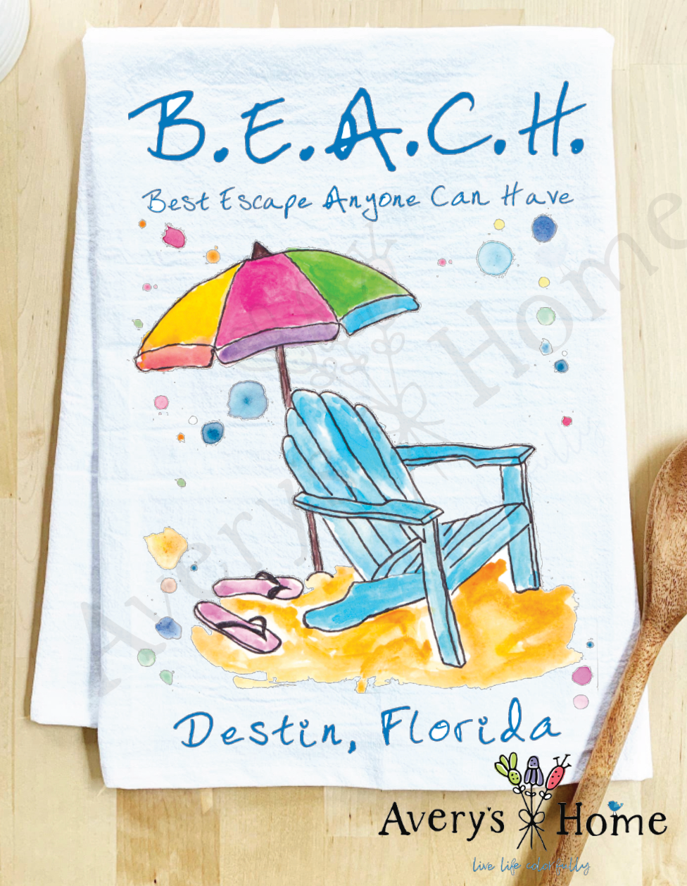 Avery's Home - Wholesale Tea Towel - Beach Vacation Souvenir Customizable Tea Towel3