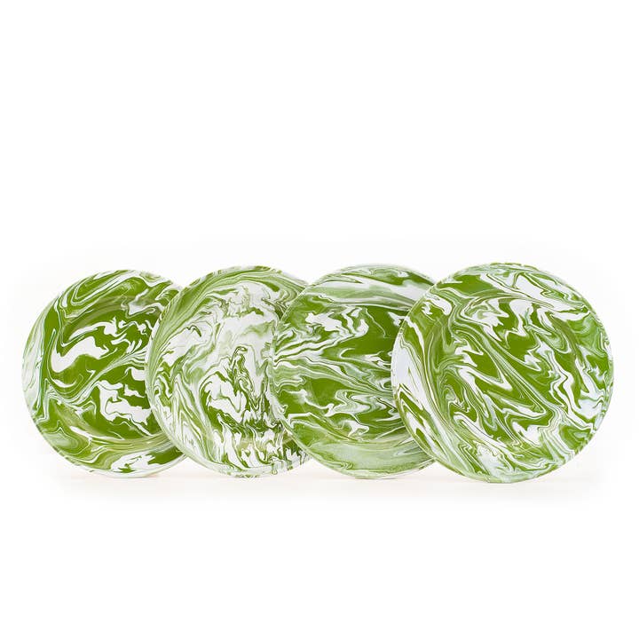 Artesano | Home Decor - Wholesale Platter - Enamelware 7" Marbled Round Appetizer Platter (Set of 4)