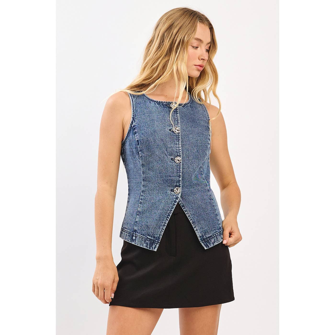 mittoshop - Wholesale Tanktop - Dames - BOOTHALS AANGESLOTEN MOUWLOOS DENIM VEST5