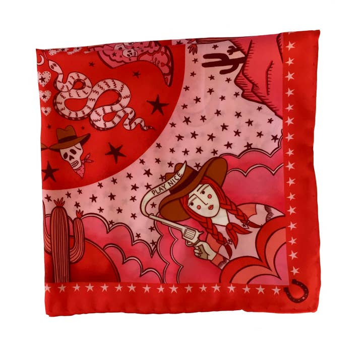 Su Owen - Wholesale Scarf - Unisex - Cowgirl Unisex Eco Pocket Square/Neckerchief