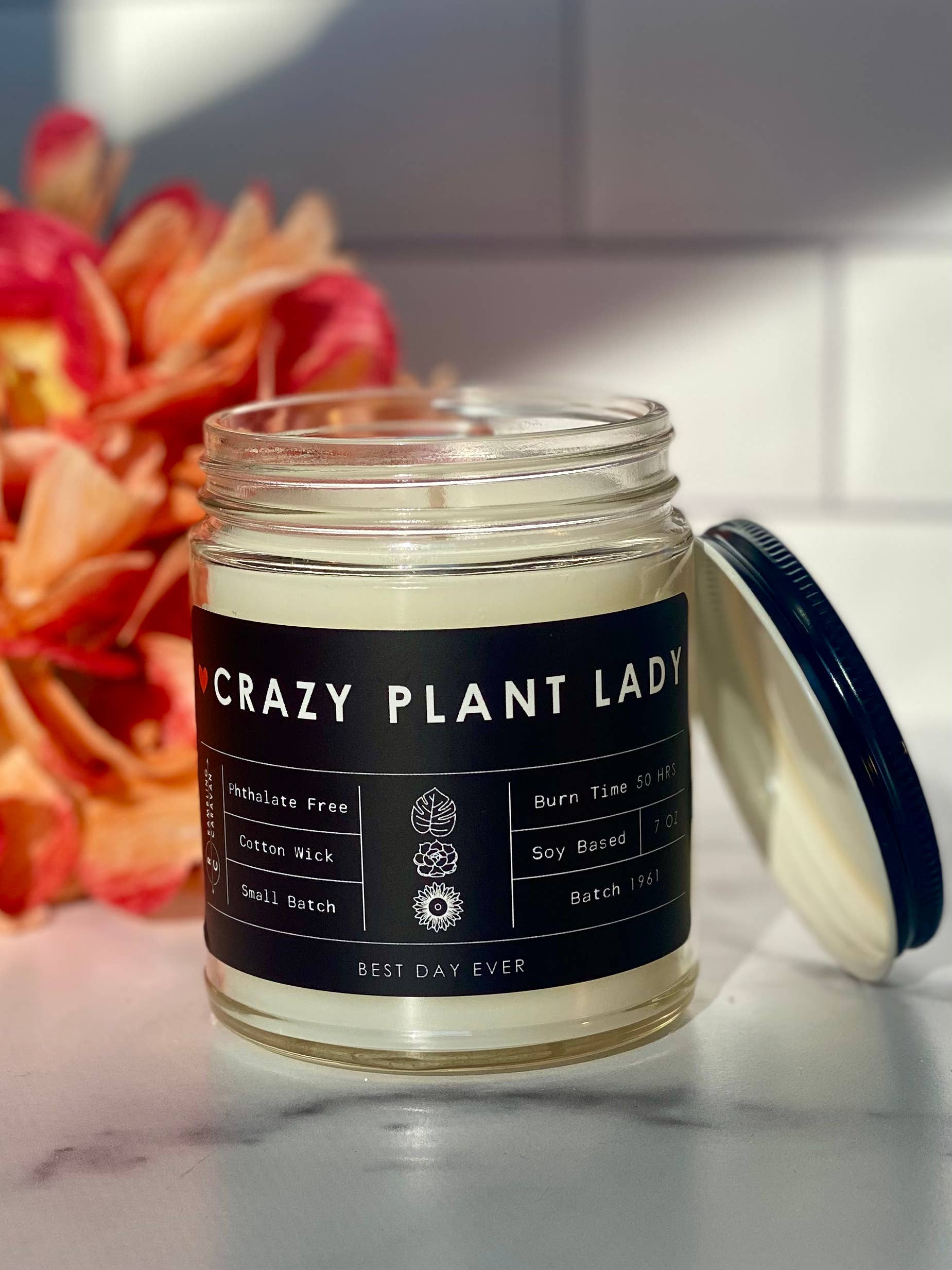 Rambling Caravan - Wholesale Jar/Filled Candle - Crazy Plant Lady Candle11