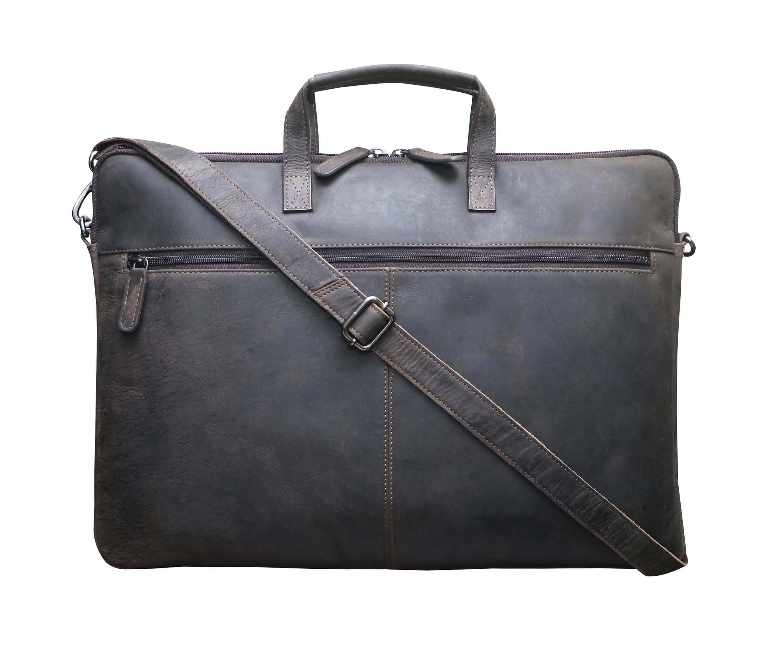 Greenwood – Mala para portátil - Unissexo por atacado – Greenwood Fred bolsa de couro para laptop de 17 polegadas com alça removível16