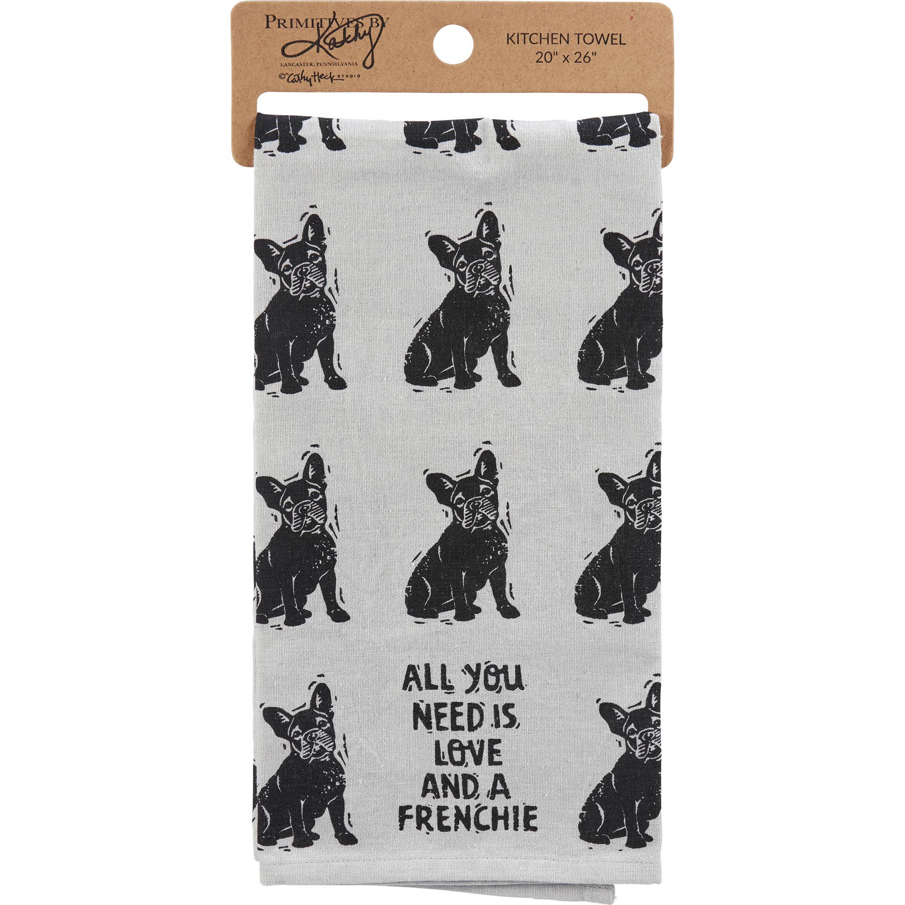 Primitives by Kathy - Wholesale Tea Towel - Love And A Frenchie Kitchen Towel3