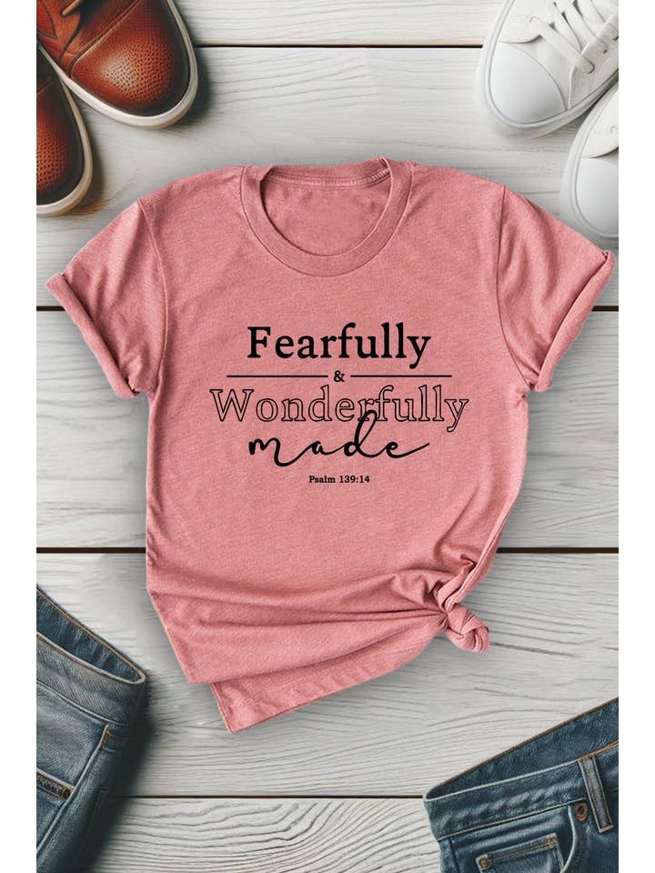 Top Avenue - Wholesale T-Shirt (Graphic) - Unisex - Fearfully and Wonderfully Unisex Round Neck Tee8