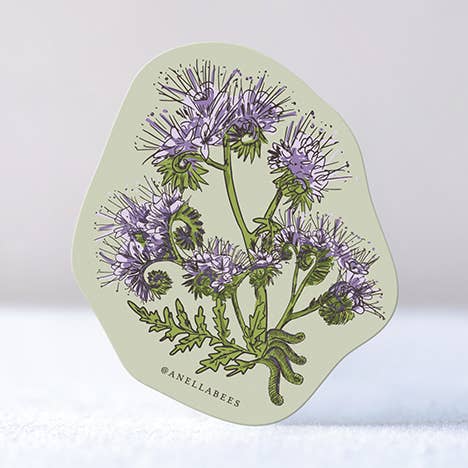 Holiday Gifting Honeybee Pollinator Tansy Stickers for wholesale by Anellabees