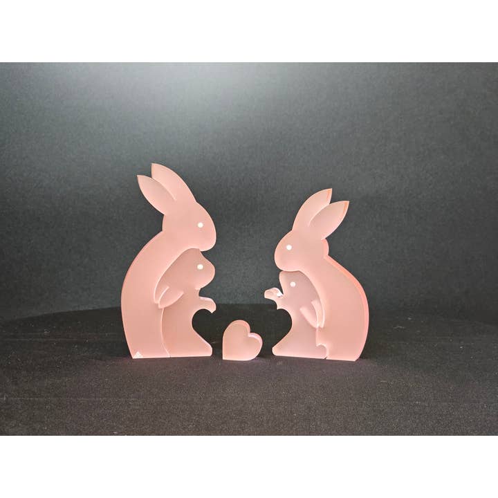 Somar Creations - Vendita all'ingrosso Decorazioni da tavolo - Famiglia di conigli di 4 con cuore