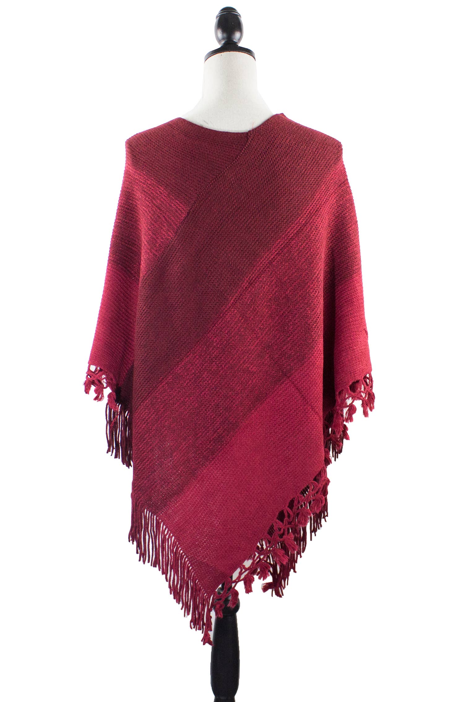 Fennco Styles - Venta al por mayor Poncho - Mujer - Suéter Poncho de Bloques de Color con Flecos30