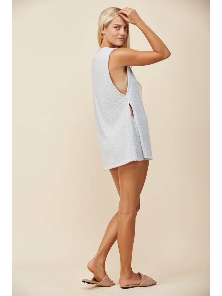 LT GREY SOFT TEXTURED SLEEVELESS TANK & SHORTS SET 7008CA for wholesale on Faire