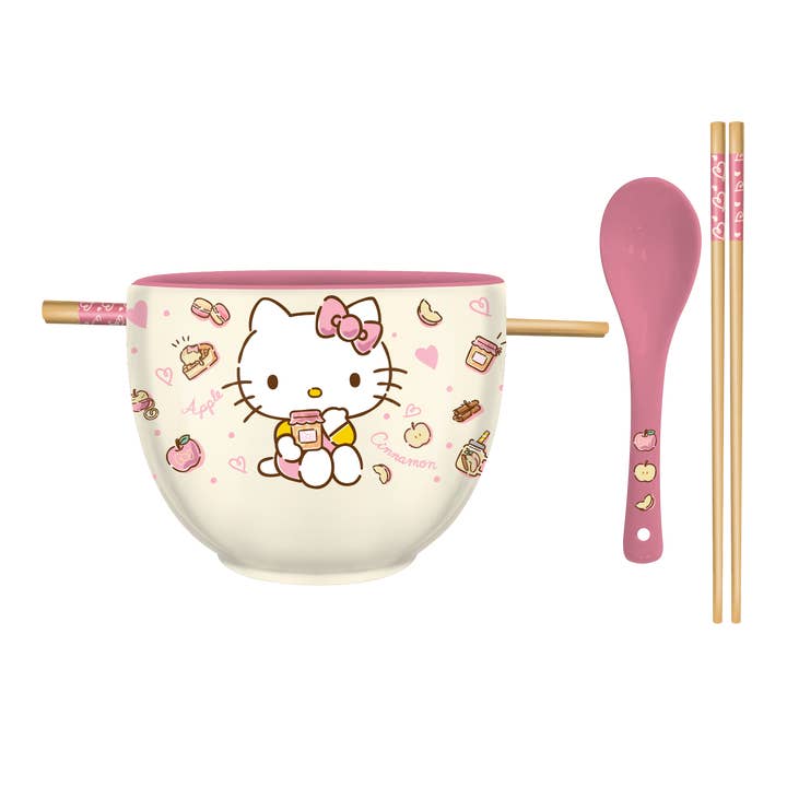 Silver Buffalo - Wholesale Bowl - Hello Kitty 20oz. Ceramic Ramen Bowl w Chopsticks and Spoon