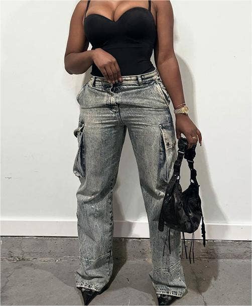 grey Vintage cargo pants women jeans for wholesale on Faire5