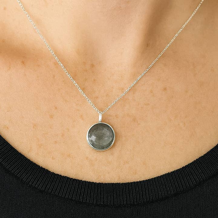 Collar de plata de ley de 20 pulgadas con colgante grande de labradorita para venta al por mayor de Asia West