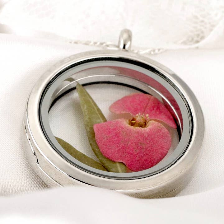 Christ's thorn green leaf glass locket amulet necklace for wholesale by MadamLili