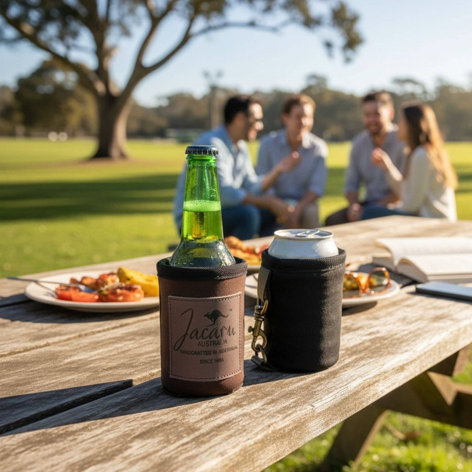 Natural Jacaru 5069 Premium Stubby & Can Cooler with Clip for wholesale on Faire1