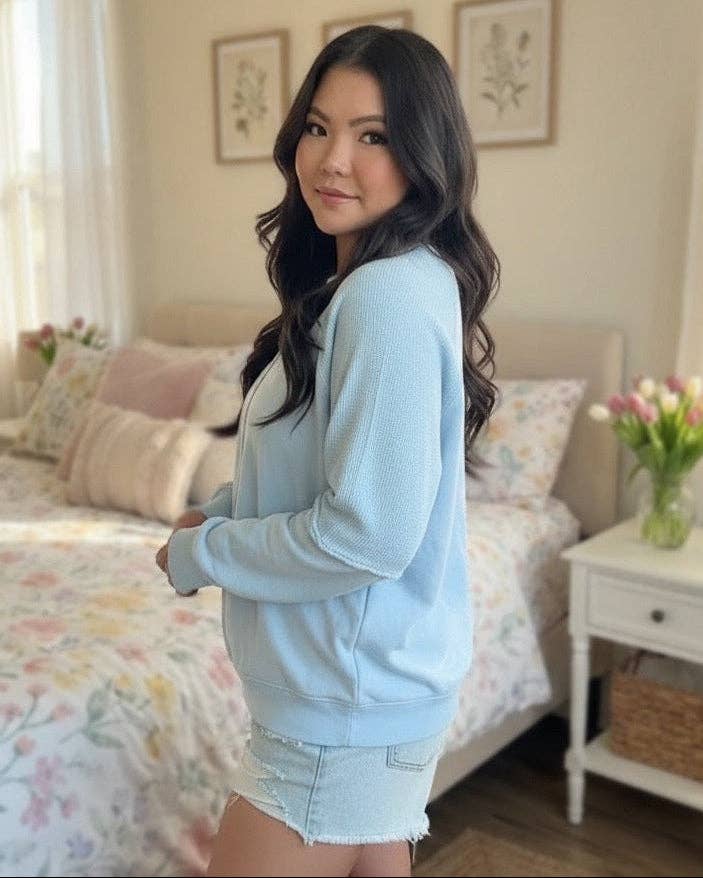 JadyK - Wholesale Knit Top - Women's - Spring 2026: Daisy Waffle Ash Wash Top3