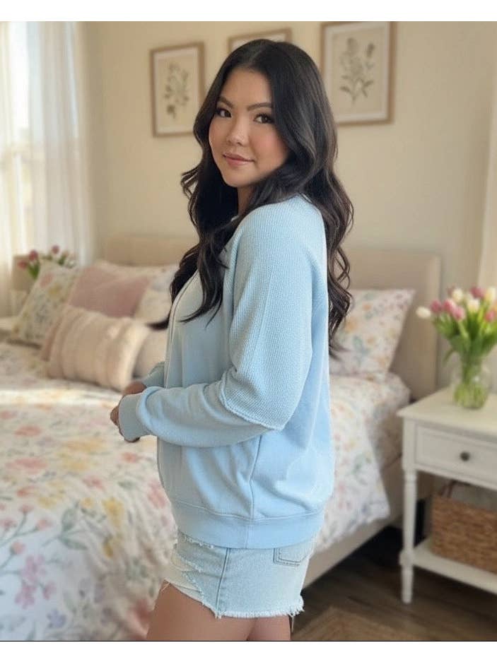 JadyK - Wholesale Knit Top - Women's - Spring 2026: Daisy Waffle Ash Wash Top3