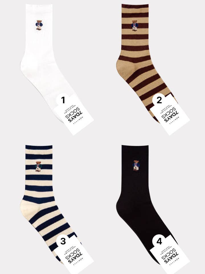 Men's Crew Daily Good fit Point Bear Socks for wholesale by 7DAYSSOCKS
