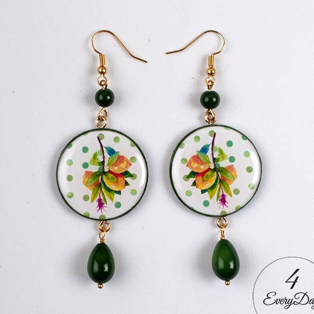 Orecchini in legno e resina - Maiolica limoni per la vendita all'ingrosso da parte di 4everyday Handmade