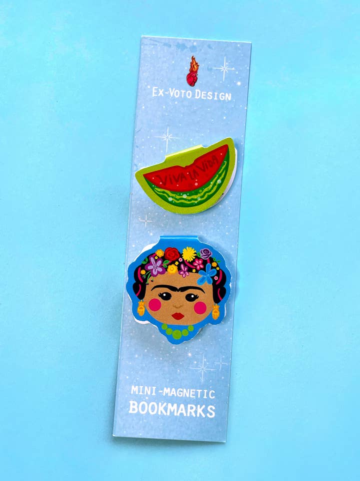 Set di Segnalibri Magnetici VIVA LA FRIDA per la vendita all'ingrosso da parte di Ex-Voto Design