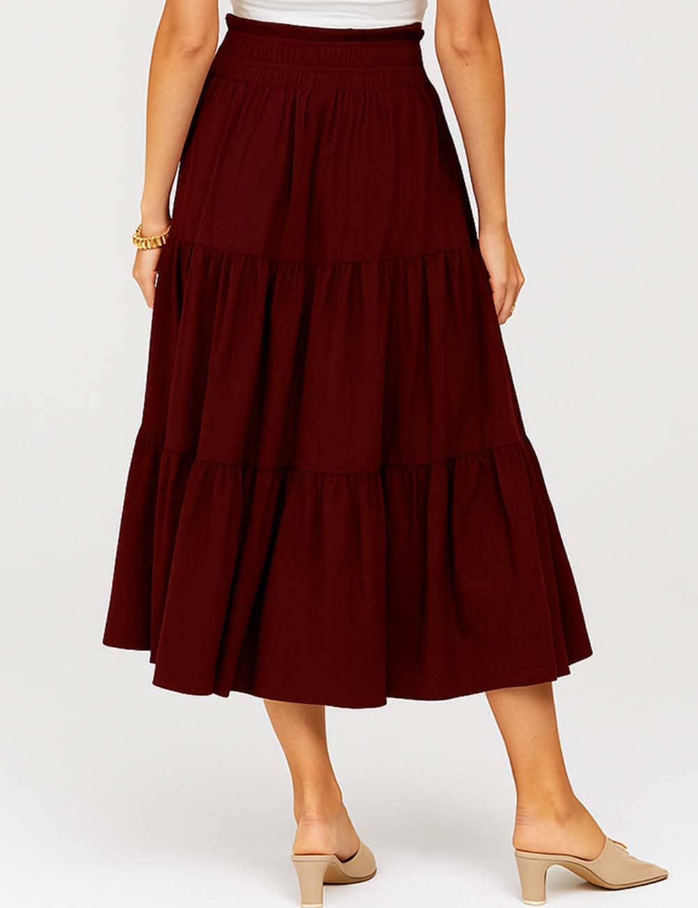 Sweetkama - Wholesale Skirt - Women's - Ladies Boho Elastic Waist Ruched Drawstring Skirt35