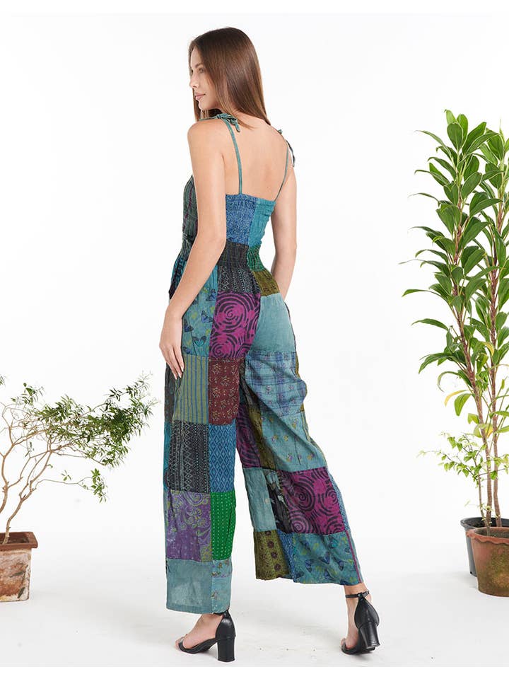 Kathmandu Imports - Wholesale Overalls - Women's - WOMENS CLOTHING - PATCHWORK COTTON OVERALL(KT-1460)