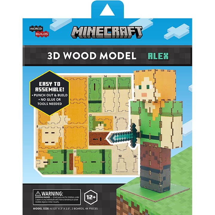 Insight Editions - #1 Pop Culture Publisher - Wholesale DIY Craft Kit - IncrediBuilds: Minecraft: Alex 3D Wood Model Kit3