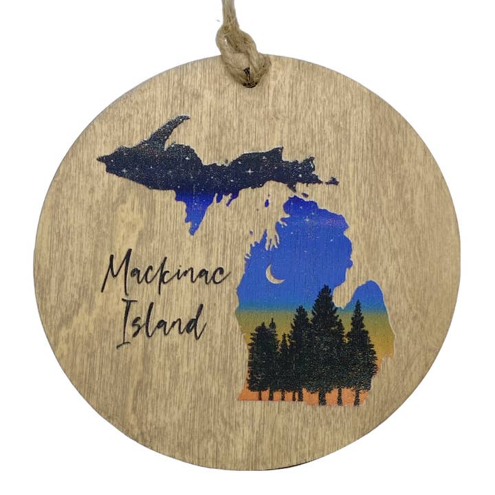 Noomoon - Wholesale Ornament - Twilight Sky and Pine Trees "Your State" Wood Ornament1
