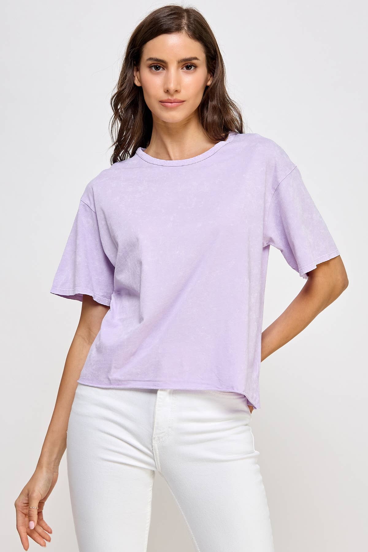 Honestee - Wholesale T-Shirt (Graphic) - Women's - Blank Mineral Washed Long Cropped T-Shirt3