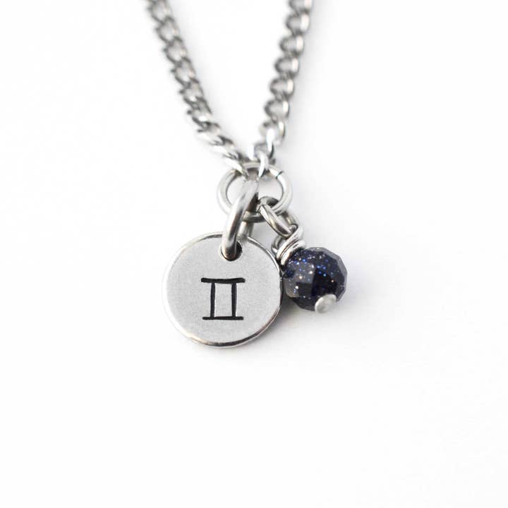 Gemini Zodiac Necklace, Hypoallergenic Astrology Jewellery for Sensitive Skin for wholesale by Little Gems Jewels