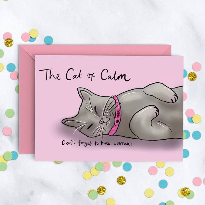 The Cat of Calm, A6 Motivational Greeting Card for wholesale by Just Daydreaming
