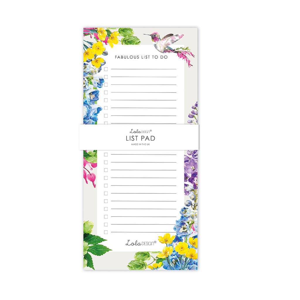 Lola Design Ltd – Engroshandel Notesblok – Magnetisk at gøre List Pad med Botanisk Hummingbird1