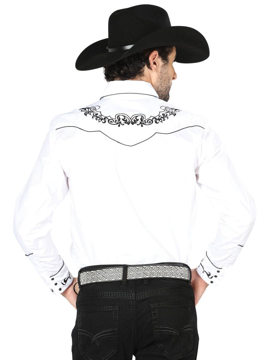 Wholesale El General Embroidery Western Shirt White/Black 40988