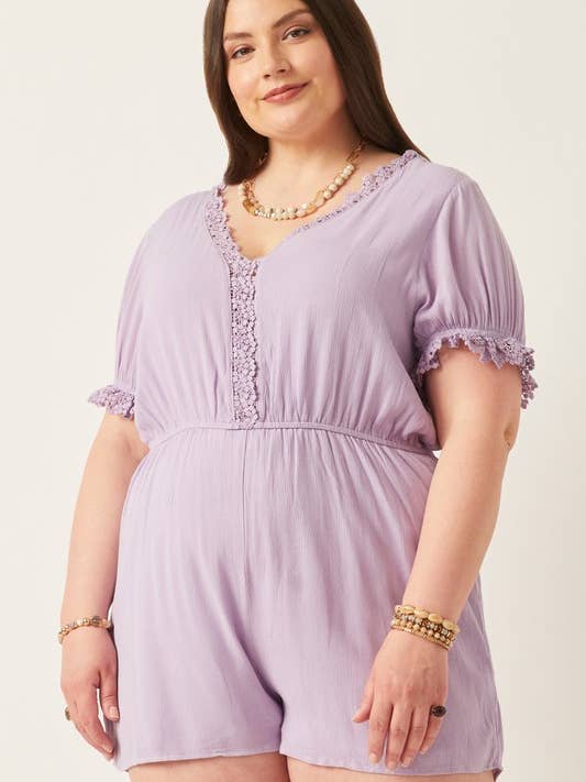 Combishort en dentelle texturée au crochet Plus pour la vente par MintChoco