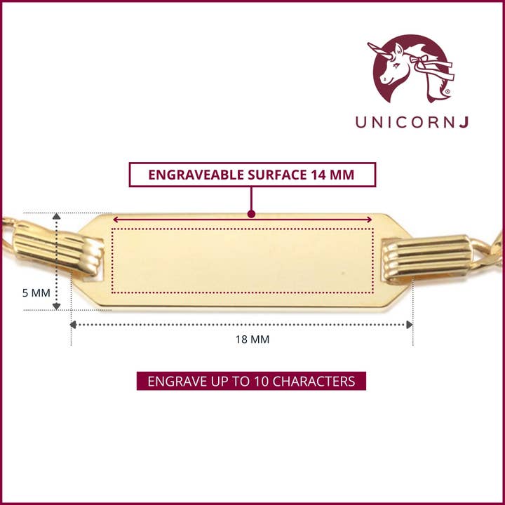 Massete - Vente Bracelets maillon et chaîne - Bracelet d'identification en or 14 carats à graver pour filles garçons enfants Baby Figaro8