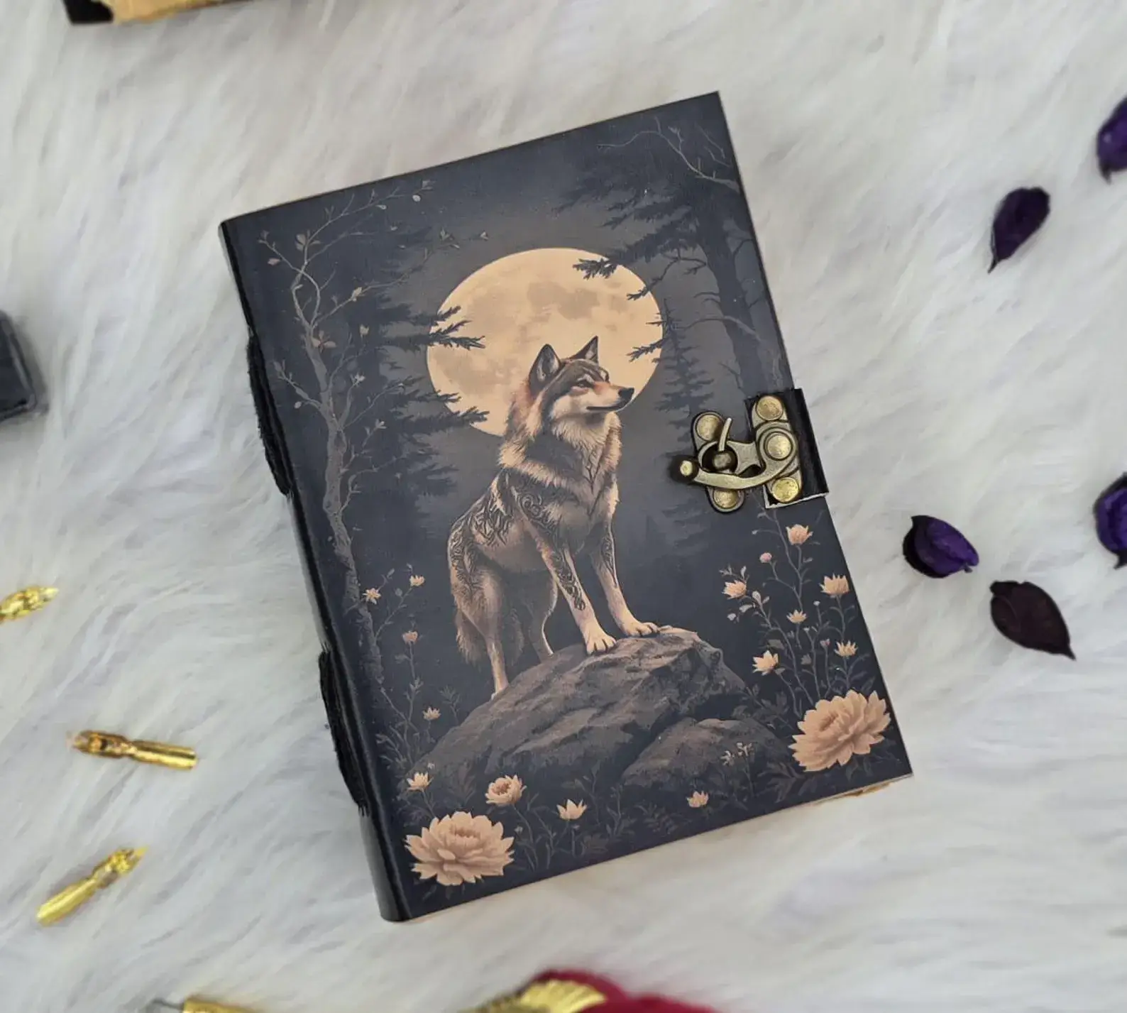 MNM HANDICRAFTS - Wholesale Journal/Diary - Lunar Wolf & Moon Grimoire Blank Spell Book of shadows 4