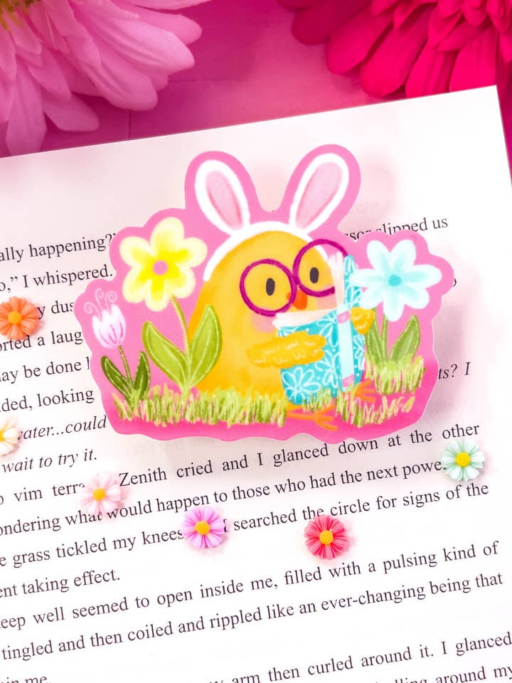 Reading Baby Chick Vinyl Decal Sticker for wholesale by Emily Cromwell Designs