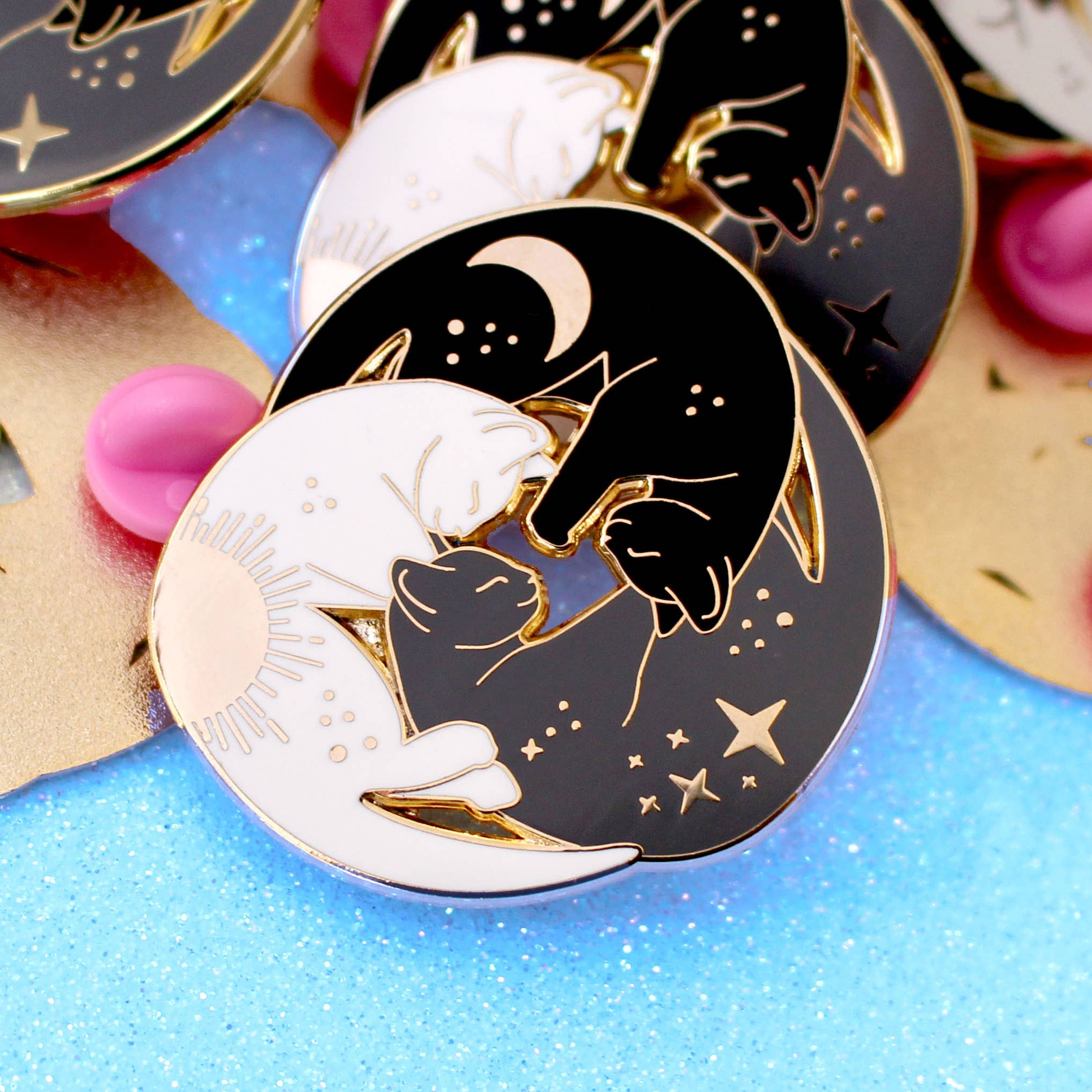 Glitter Punk - Wholesale Lapel Pin/Button - Trio of Cats Enamel Pin1