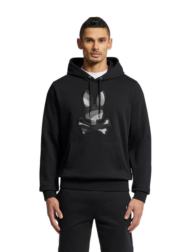 Baxter Embroidered Classic French Terry Hoodie-001 Black for wholesale by Psycho Bunny