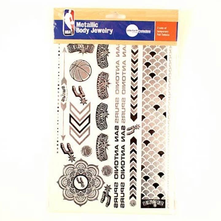Tattoos 2pk Body Jewelry 6"x10"- San Antonio Spurs for wholesale by St. Louis Wholesale LLC