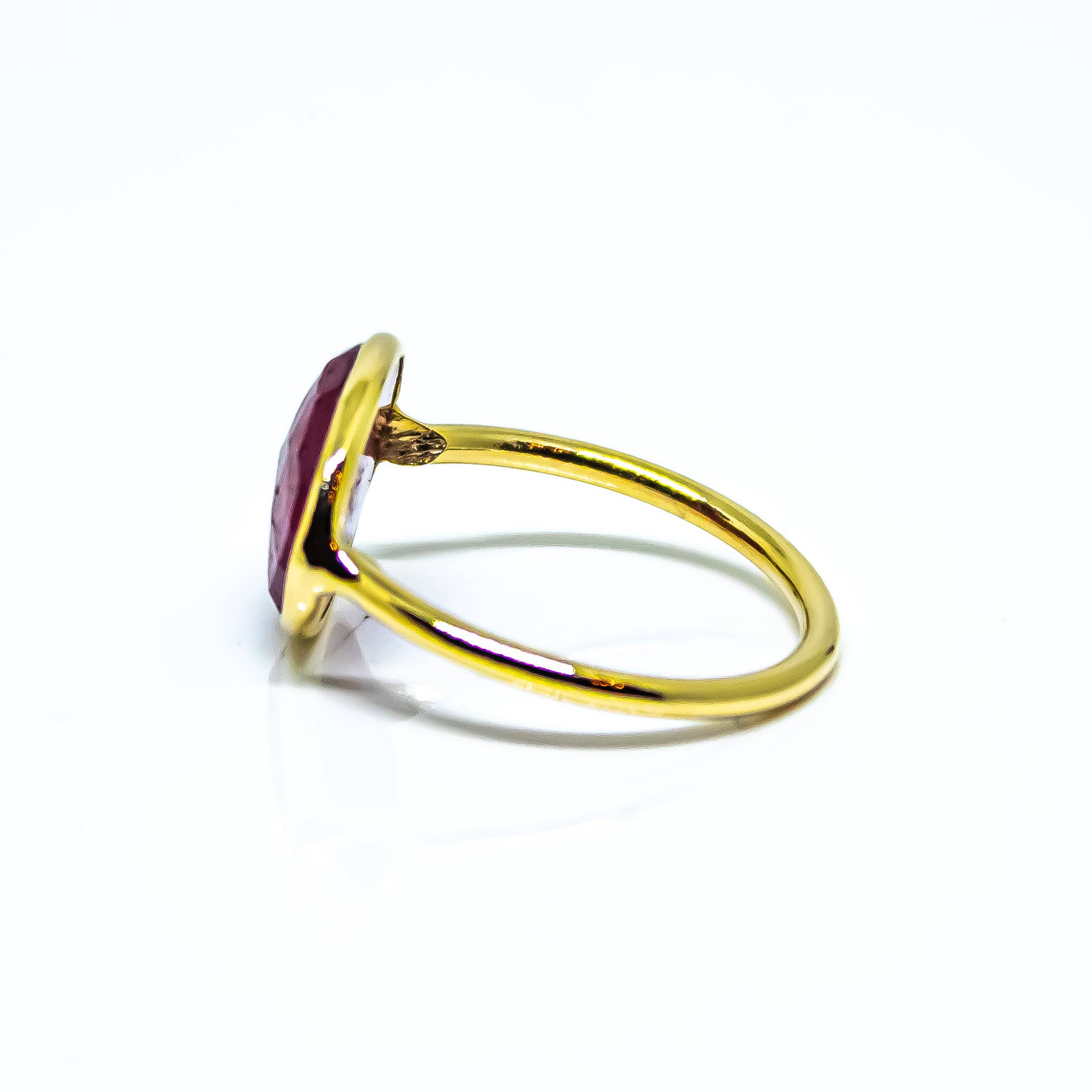 Quasar Gems USA - Wholesale Single Stone/Solitaire Ring - Ruby Abstract Ring Sterling Silver 18K Gold Micron 2
