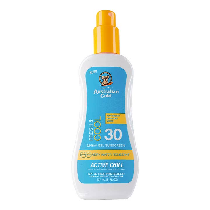SPF 30 Fresh & Cool Spray Gel Active Chill 237Ml for wholesale by Australian Gold
