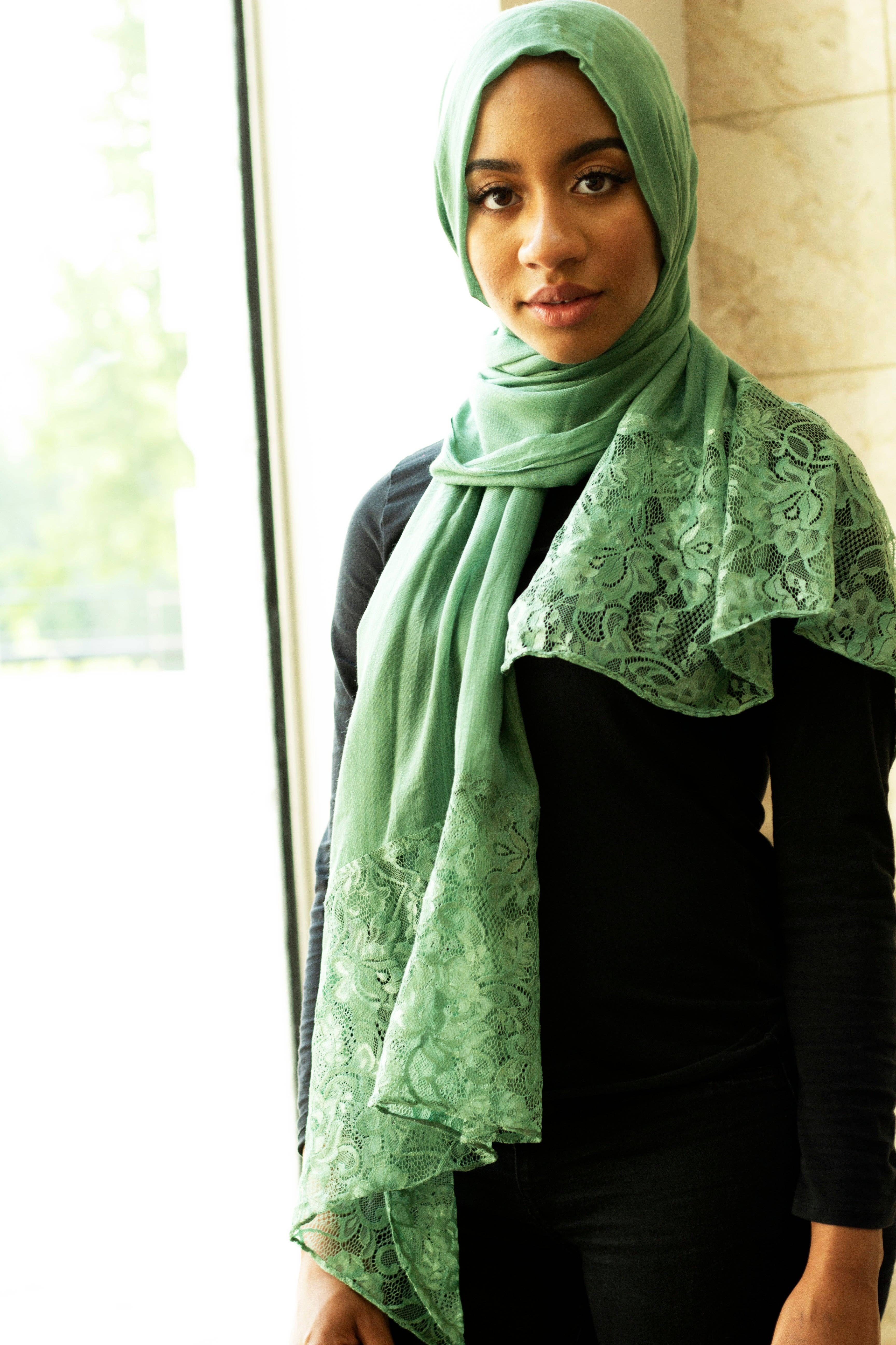 Bella Hijabs - Wholesale Hijab - Women's - Modal Lace Hijab - Seafoam Green0