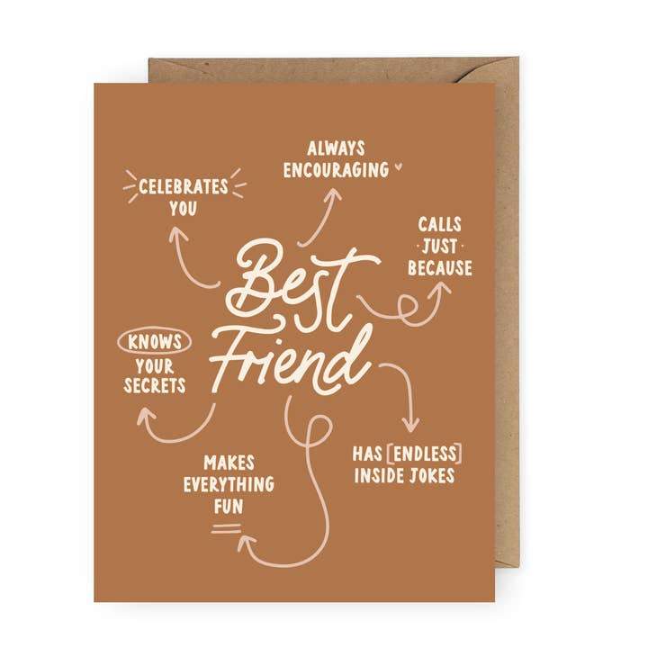 Best Friend Greeting Card for wholesale by The Anastasia Co