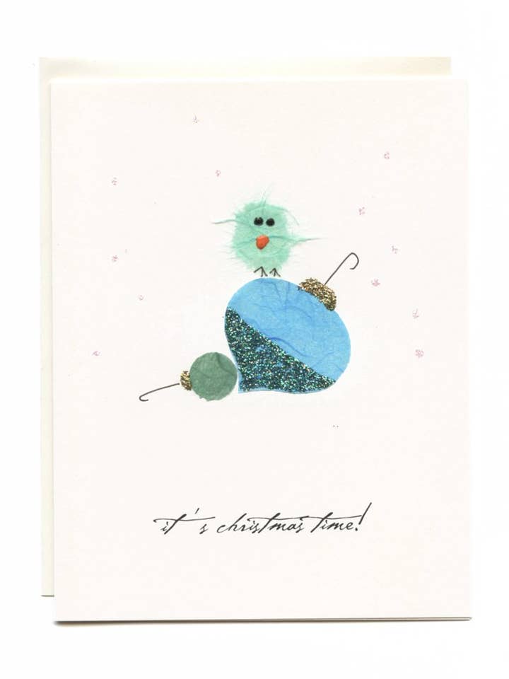 "It’s Christmas Time!" Bird on Ornament for wholesale by FLAUNT HANDMADE CORRESPONDENCES