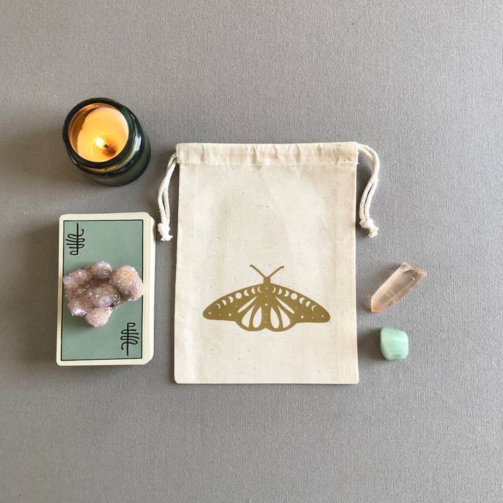 Wishcraft Goods - Wholesale Pouch - Women's - Cosmic Moth Drawstring Pouch for Tarot Cards and Crystals4